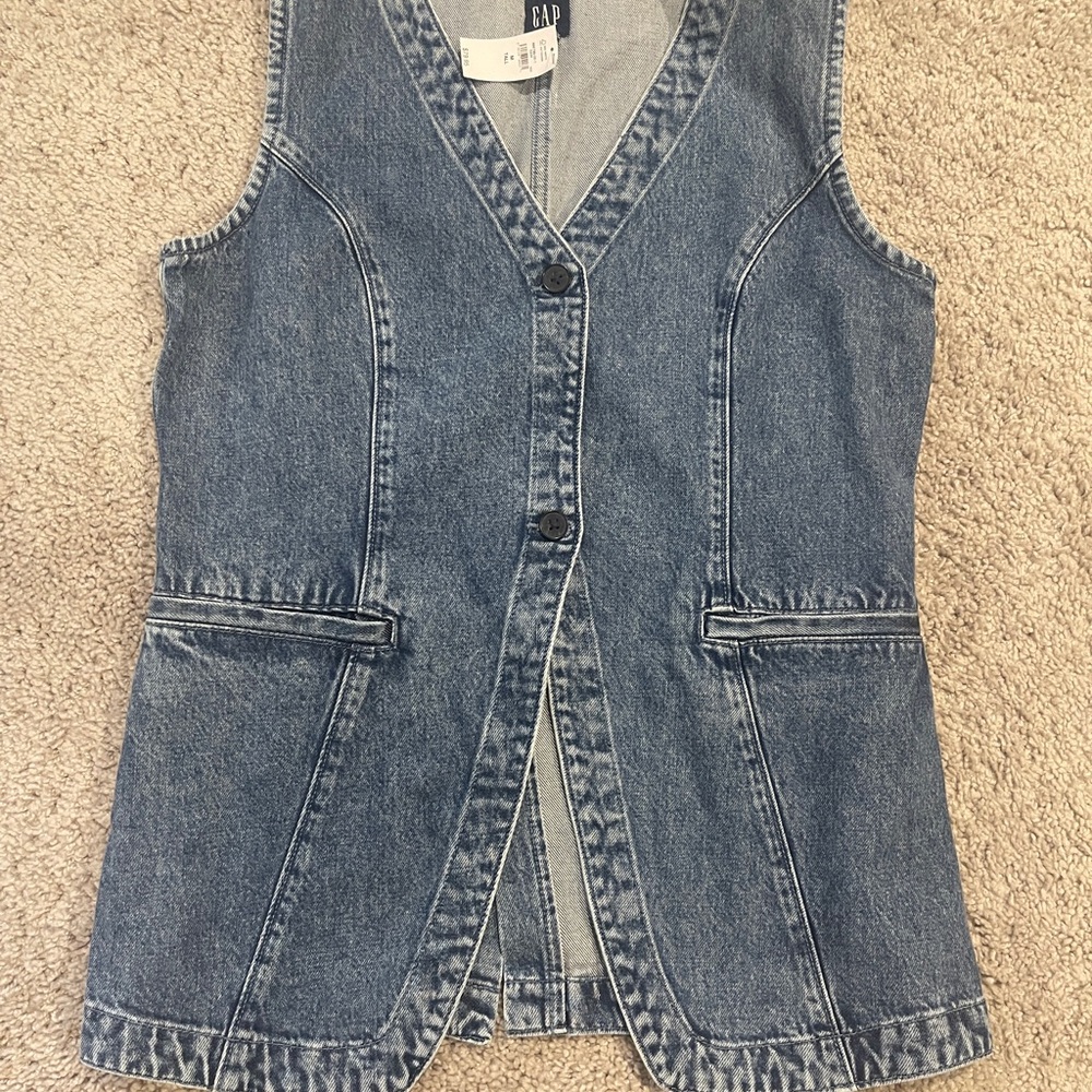 GAP Blue Denim Vest with Pockets